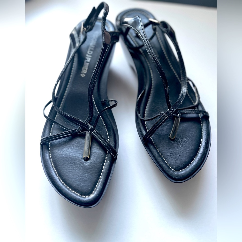 Donald J. Pliner Black Wedge Sandals